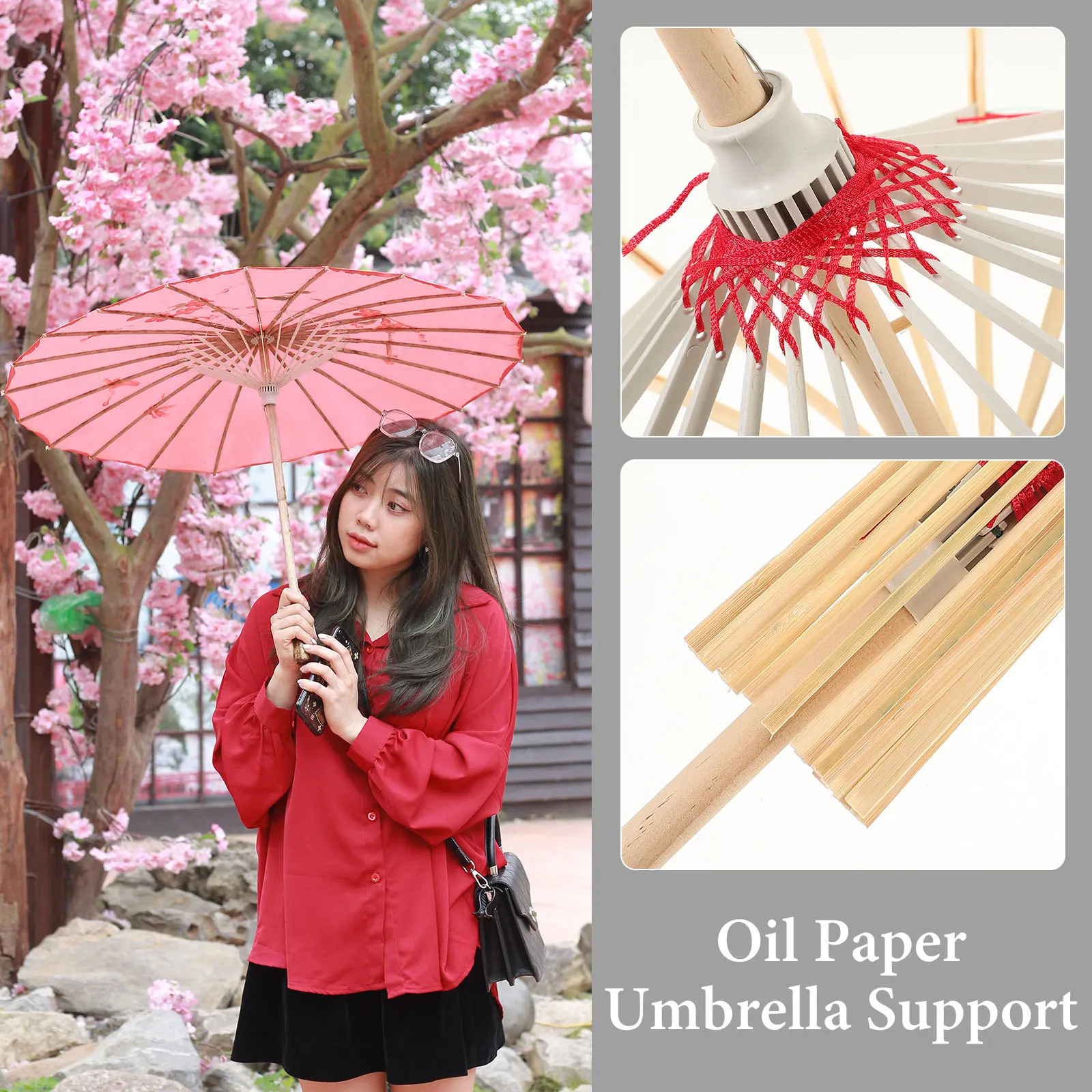 

2pcs Oil Umbrella Racks Bamboo Decorative Stands For Home Decoration Photography Props Party Stage Holiday Umbrella Decor Use