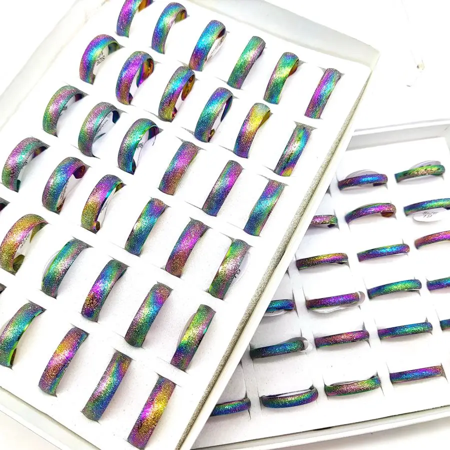 Großpackung 20 Stück/lot, Größe wählbar, mattierter Fingerring 4mm 6mm, Hochzeits- und Verlobungsringe für Paare, Edelstahl, hochwertige Schmuckstücke – Detail 6