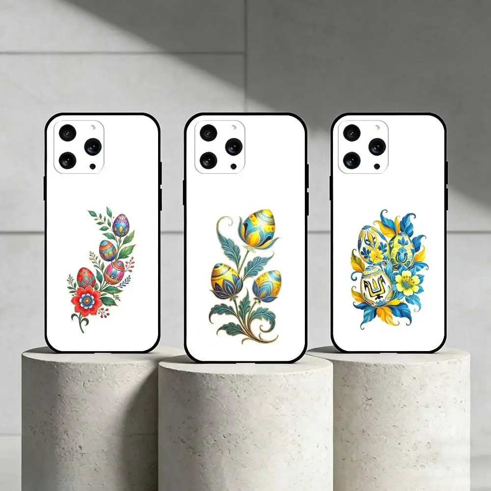 

E-Easter eggs Phone Case For iPhone 17,16,15,14,13,12,11 Plus,Pro Max,SE4Soft Silicone Black Cover