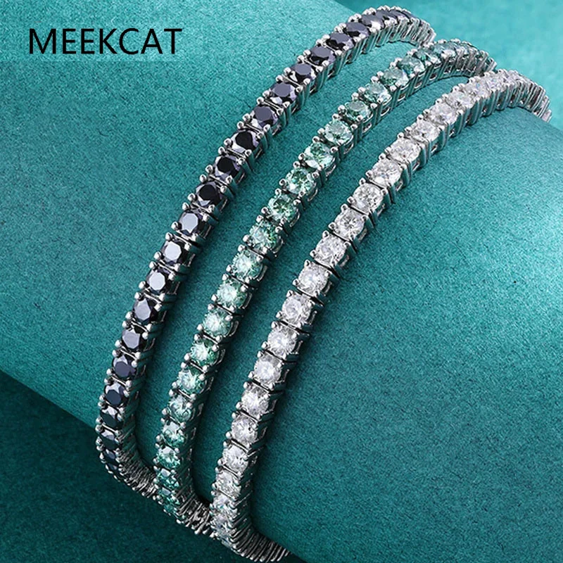 

3/4/5mm Pass Diamond Test Moissanite Tennis Bracelets for Women Men Original 925 Sterling Silver Bangles Pulseiras De Prata