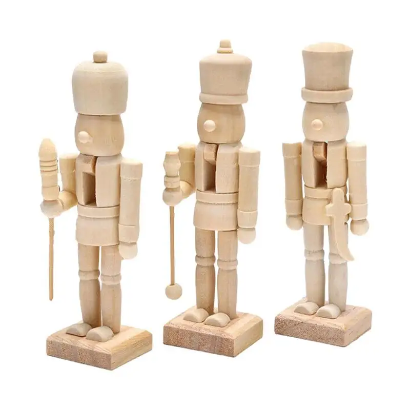 

Christmas Wooden Soldier Nutcracker Decoration 12cm/5inch Unfinished Wooden Ornament Nutcracker Figures 6pcs Nutcracker Figures