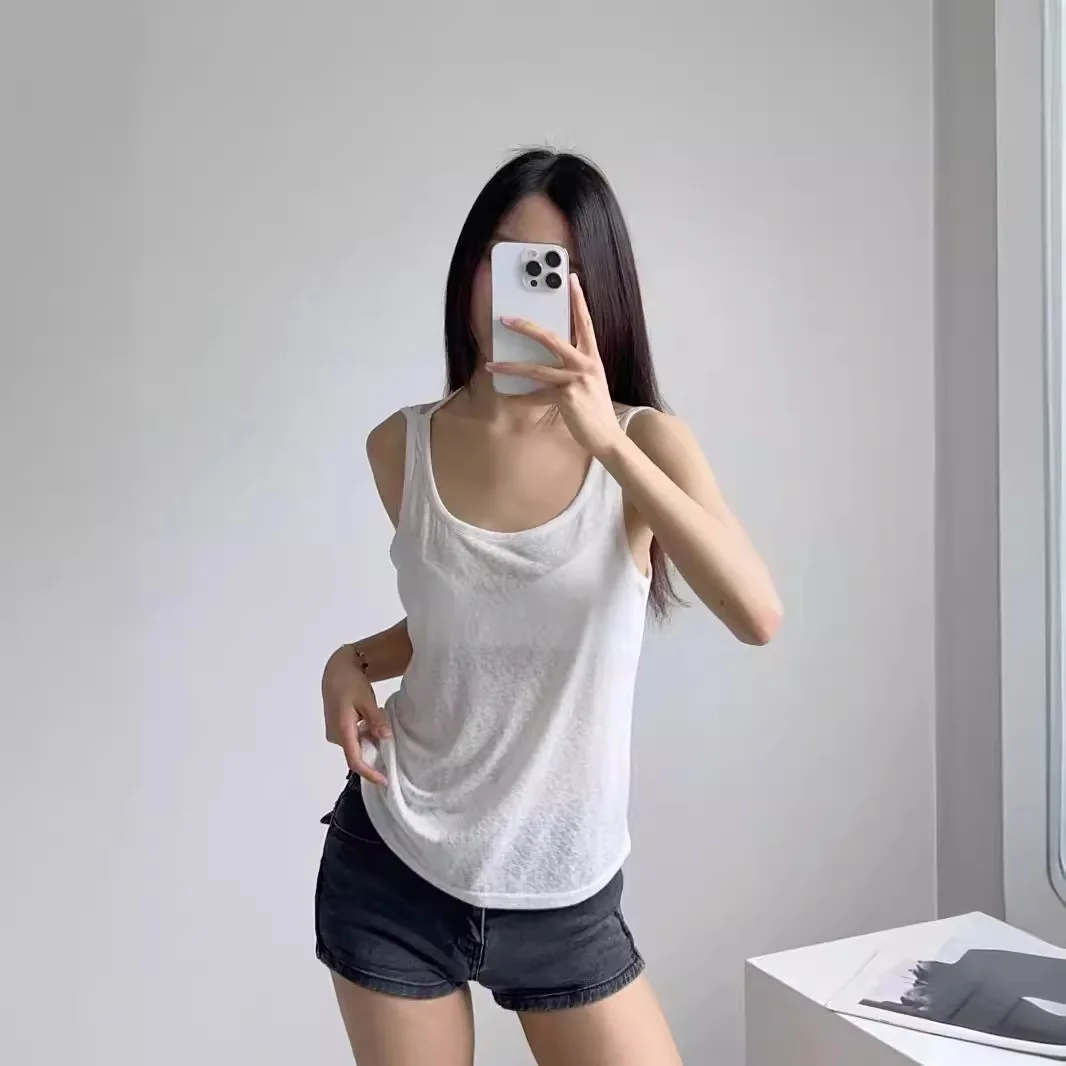 

Sexy Retro Pure Color Short Strapless Yoga Vest Slimming Tops for Women U-Neck Summer Fashion Trend Hot Girl Sports Style Tees