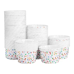 100pcs Dot Paper Treat Cups Disposable Disposable For Desserts Bowls Paper Cups for Sundae Cake Ice Cream Festive Party Supplies