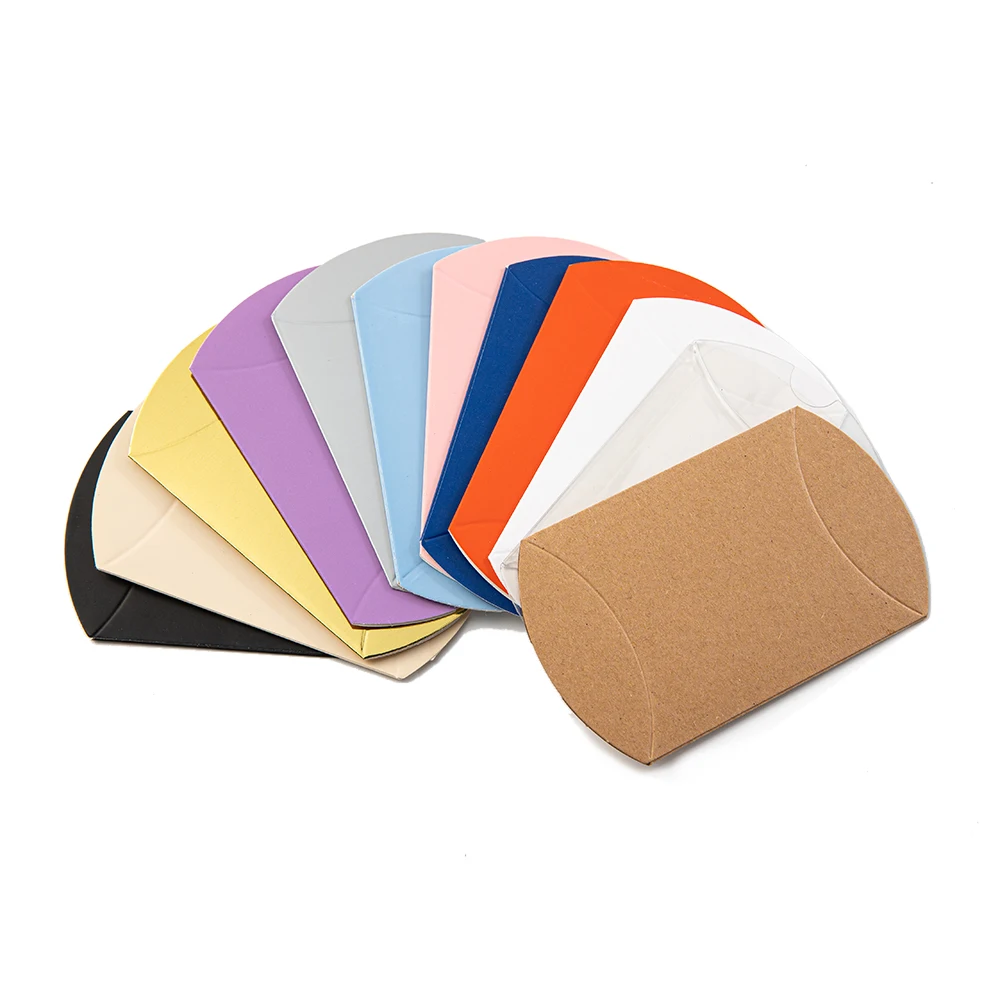 10 قطعة وسادة ورق كرافت صغيرة صندوق حلوى صندوق هدايا قابل للطي للمخبز والشوكولاتة عرض المجوهرات التعبئة والتغليف لوازم الأعمال الصغيرة