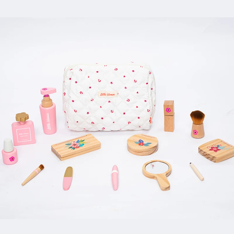 Children's Early Education Simulation of Every Family Makeup Bag Doctor Set Puzzle Small Kitchen Role Play Wood Toys Girl Gift