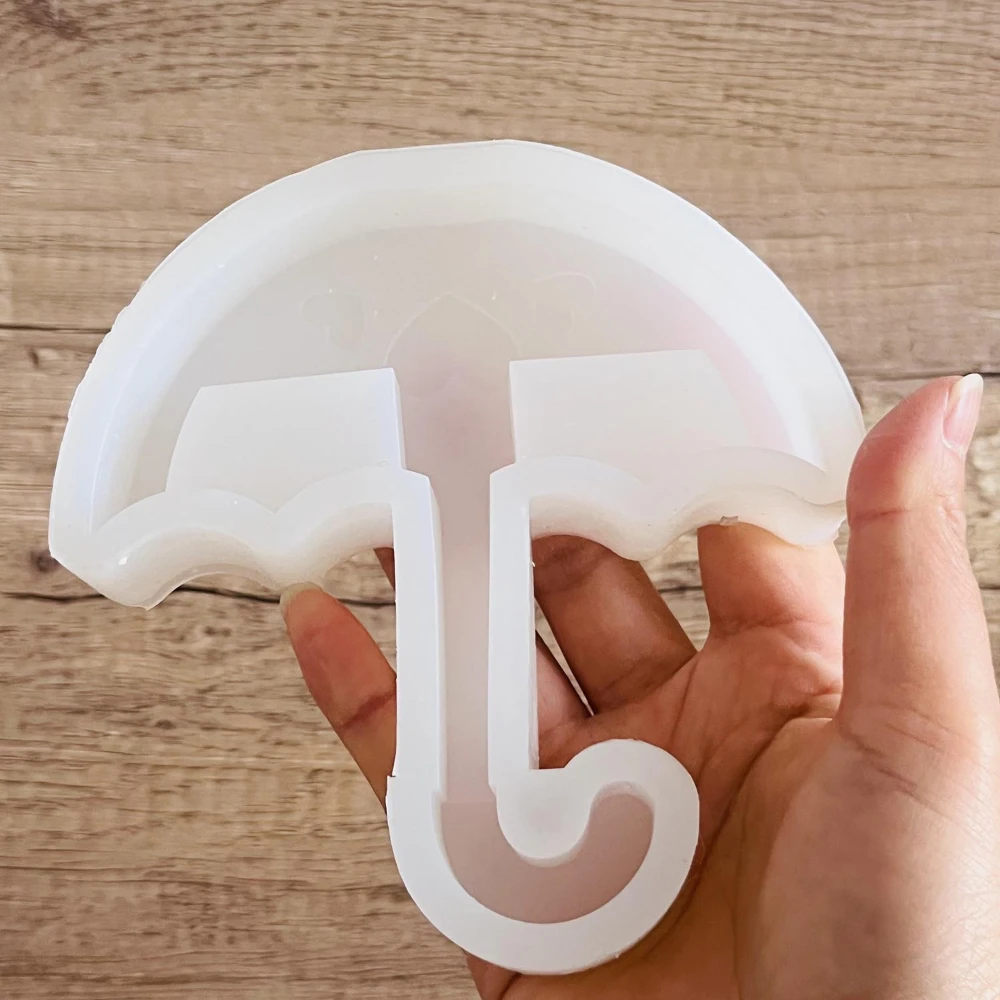 قالب مظلة من السيليكون مع فتحة على شكل قلب - مزهرية وحامل شموع ثنائي الغرض، مناسب لتزيين المنزل بنفسك، مواد حرفية