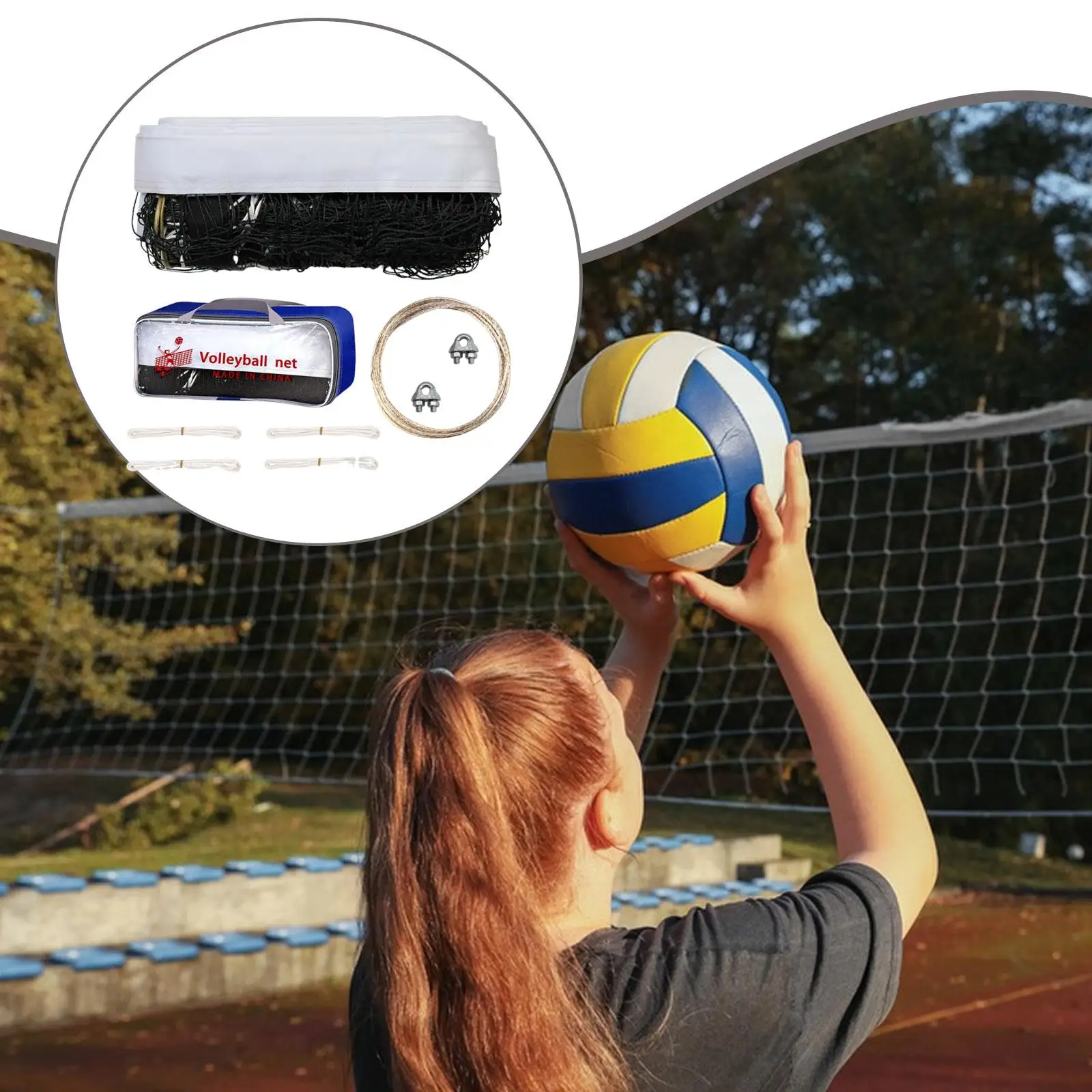 Red portátil de voleibol de playa con equipo de bolsa de transporte para césped de piscina de parque