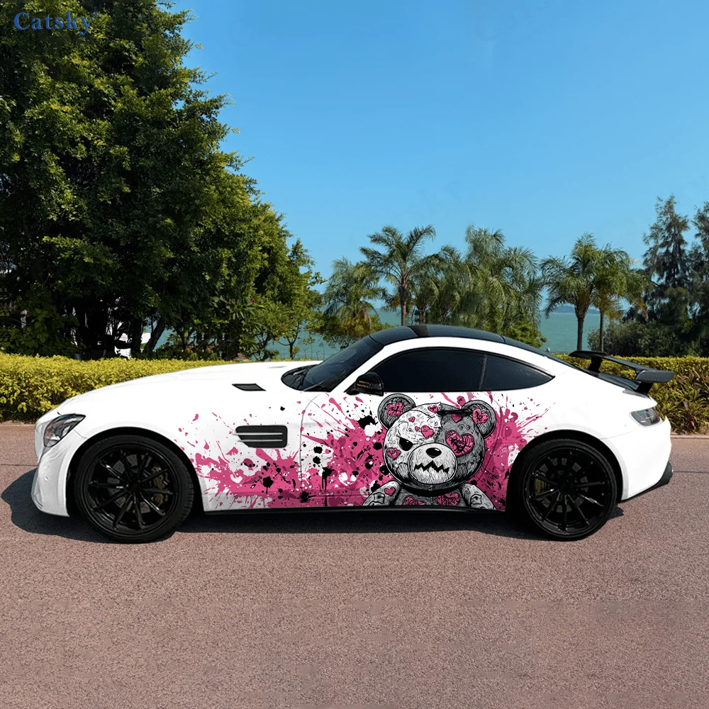 

Череп Медведь Кукла Цвет Бризок Автомобиль Виниловые Обертки Наклейка Самоклеящаяся ПВХ Наклейка Подходит для Грузовиков SUV Декор Автоаксессуары Подарок