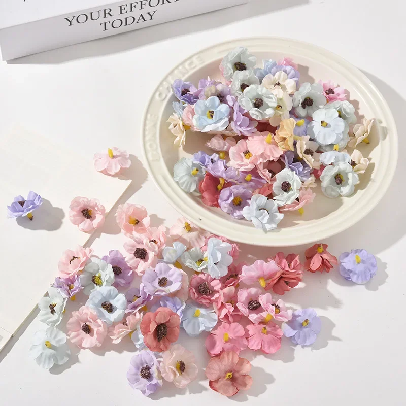 

50Pcs Mini Daisy Artificial Flowers DIY Scrapbook Wedding Decoration Home Decor Fake Flower Bride Crafts Wreath Gift Accessories