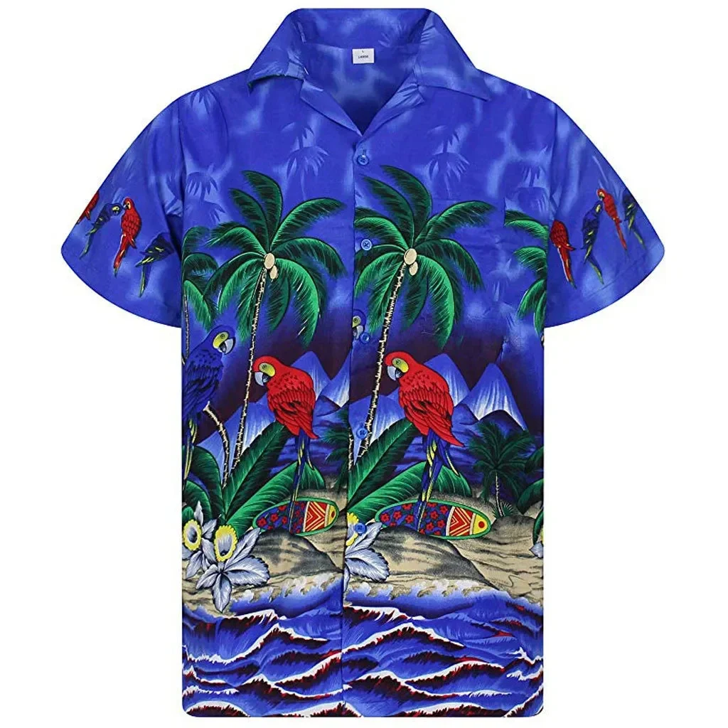 Hawaiian palm trees 3D Print boy Shirt boy/girl Casual Fashion Short Sleeves Shirts Lapel Button Tops Oversized Unisex Clothing