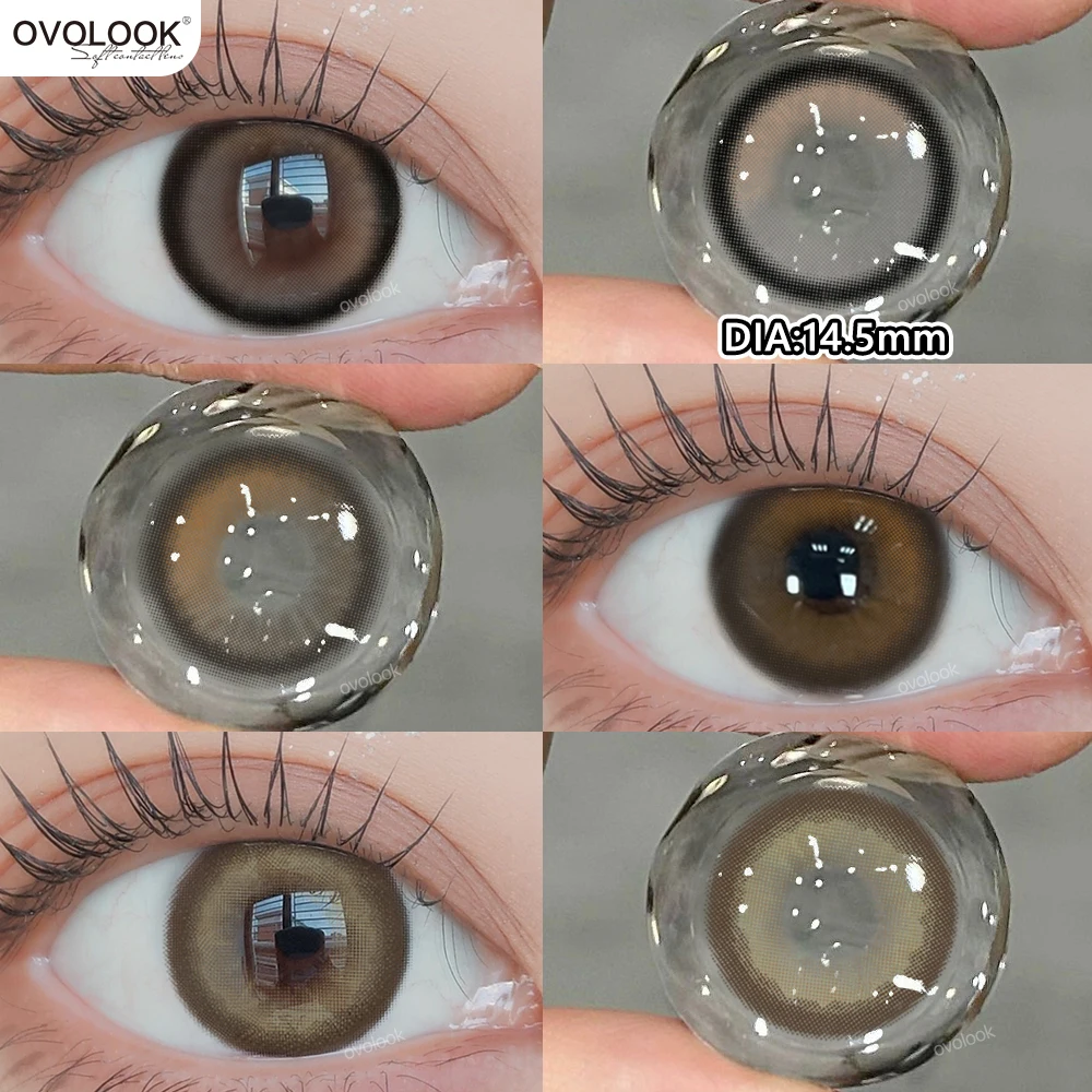 OVOLOOK-новые 1 пара цветных контактных линз для глаз, натуральные большие коричневые контактные линзы, черные линзы, красивые линзы для учеников, цветные линзы для глаз