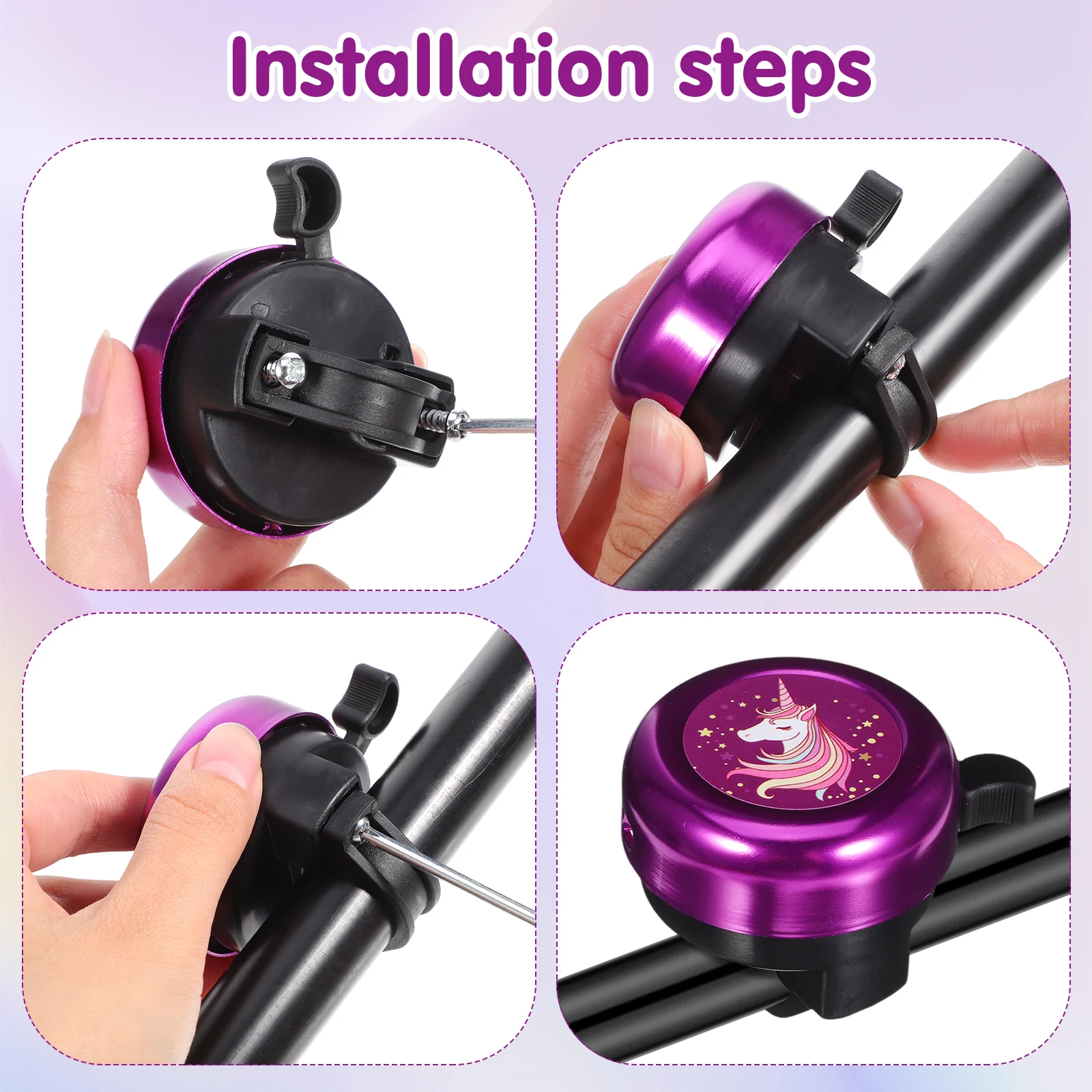 2 pçs sino de bicicleta para guidão meninas bicicleta unicórnio scooter adultos acessórios bonitos criança