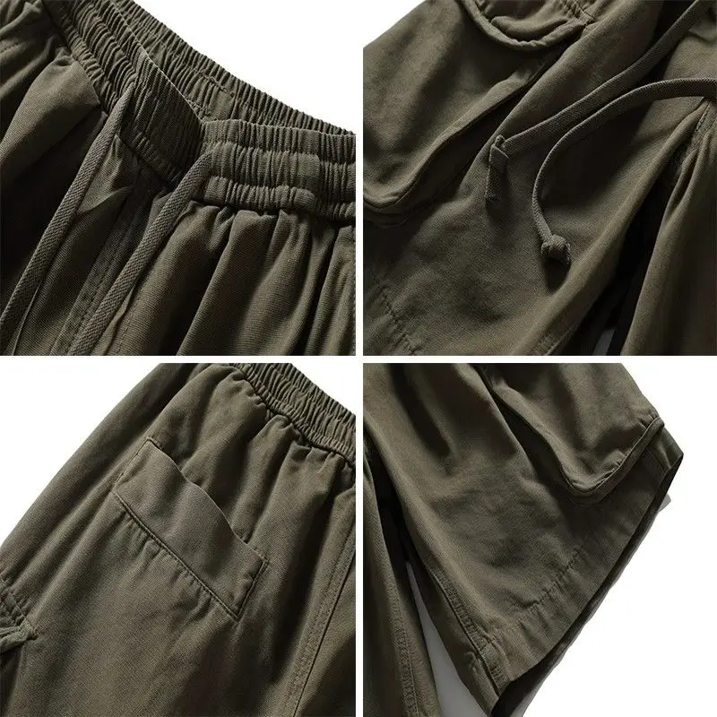 Japanese Pure Cotton Work Suit Men Summer Trendy Brand Loose Casual Retro Sports Pinnie Pants