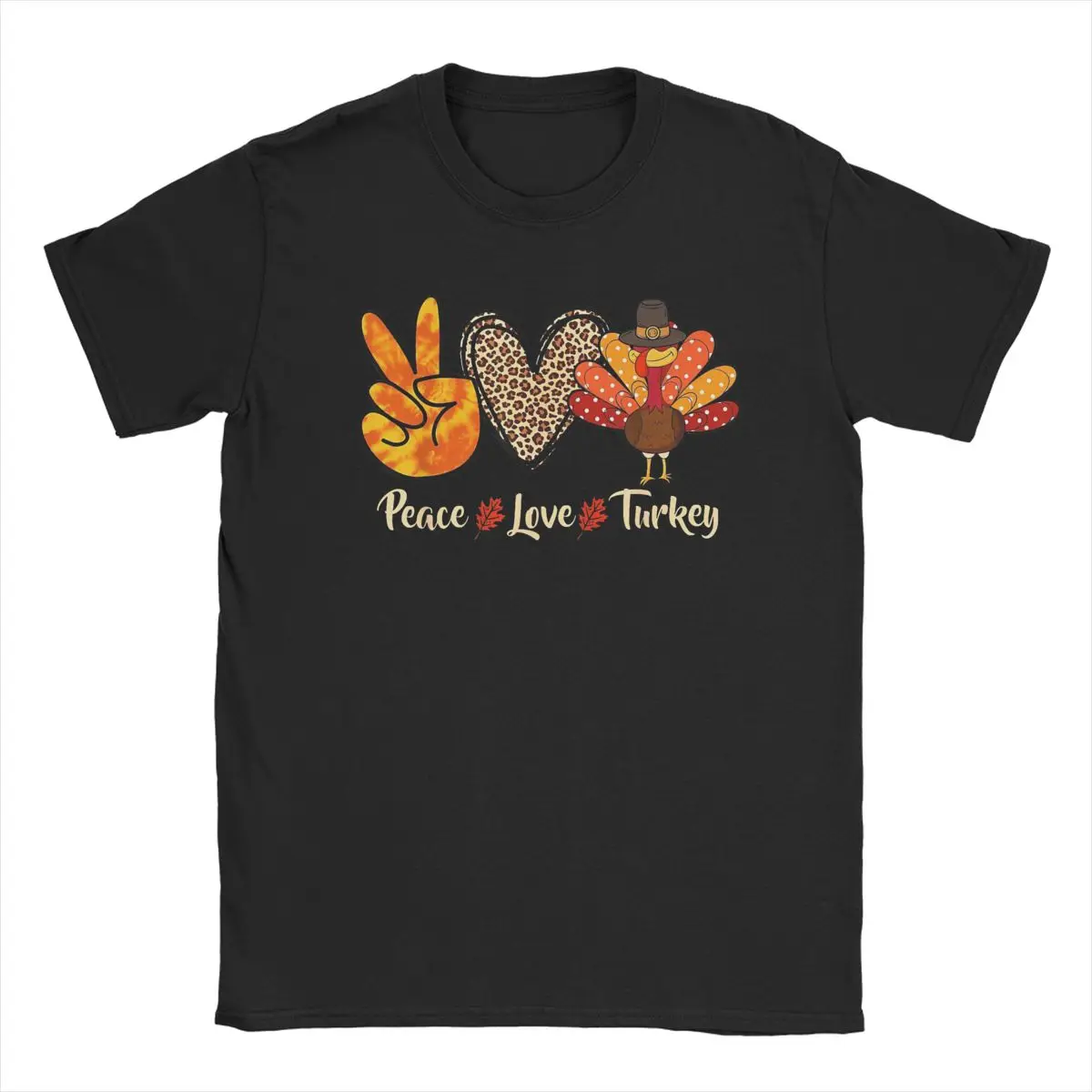 

Men's Peace Love Turkey Little Pilgrim Thanksgiving T Shirt Pure Cotton Clothing Short Sleeve Round Neck Tee Shirt T-Shirts