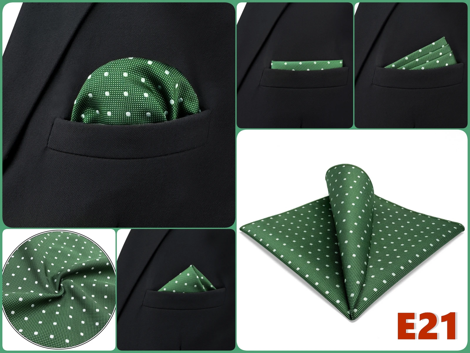 Pocket Square Handkerchief for Men Polka Dot Dots Plaid Check Checkered Suit Pocket Towel Hanky Mens Gift Wedding Business Party