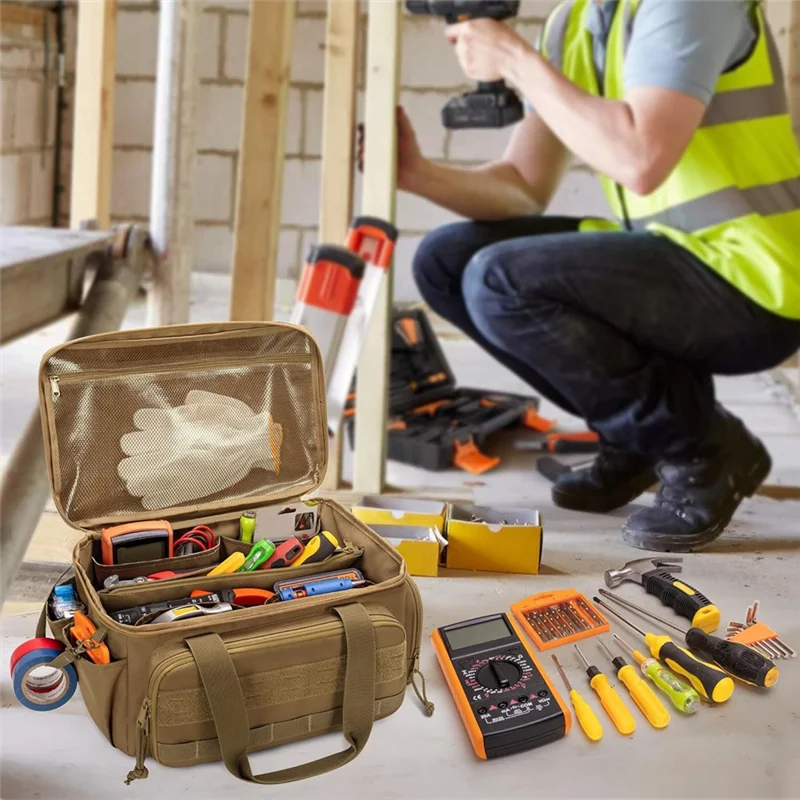 

【24 Hours Sale】For Electrician Carpenter Repairman Multi-Purpose Work Organizer Tool Bag With Anti-Friction Bottom
