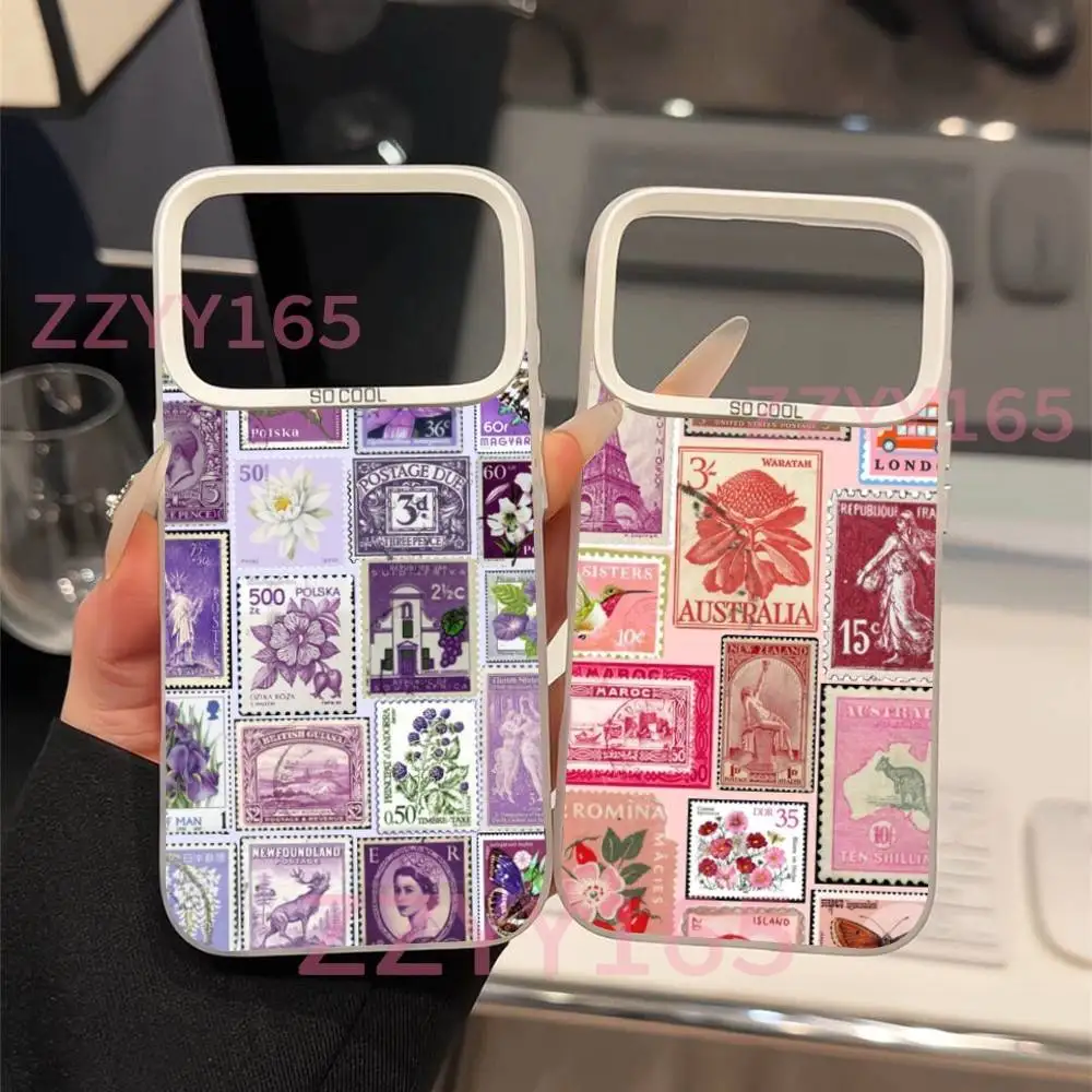 

Stamp Patterns Phone Case For iPhone 17,16,15,14,13,12,X,8,Pro,Max,Plus,SE4,Air,Mini White Matte for Daily Commute