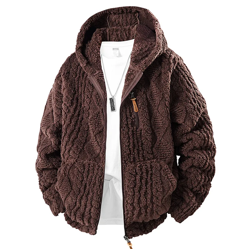 

Men's Winter Hooded Fleece Jacket Casual Fashion Thick Warm Coat New Autumn Winter Outwear Loose Fashion Coat