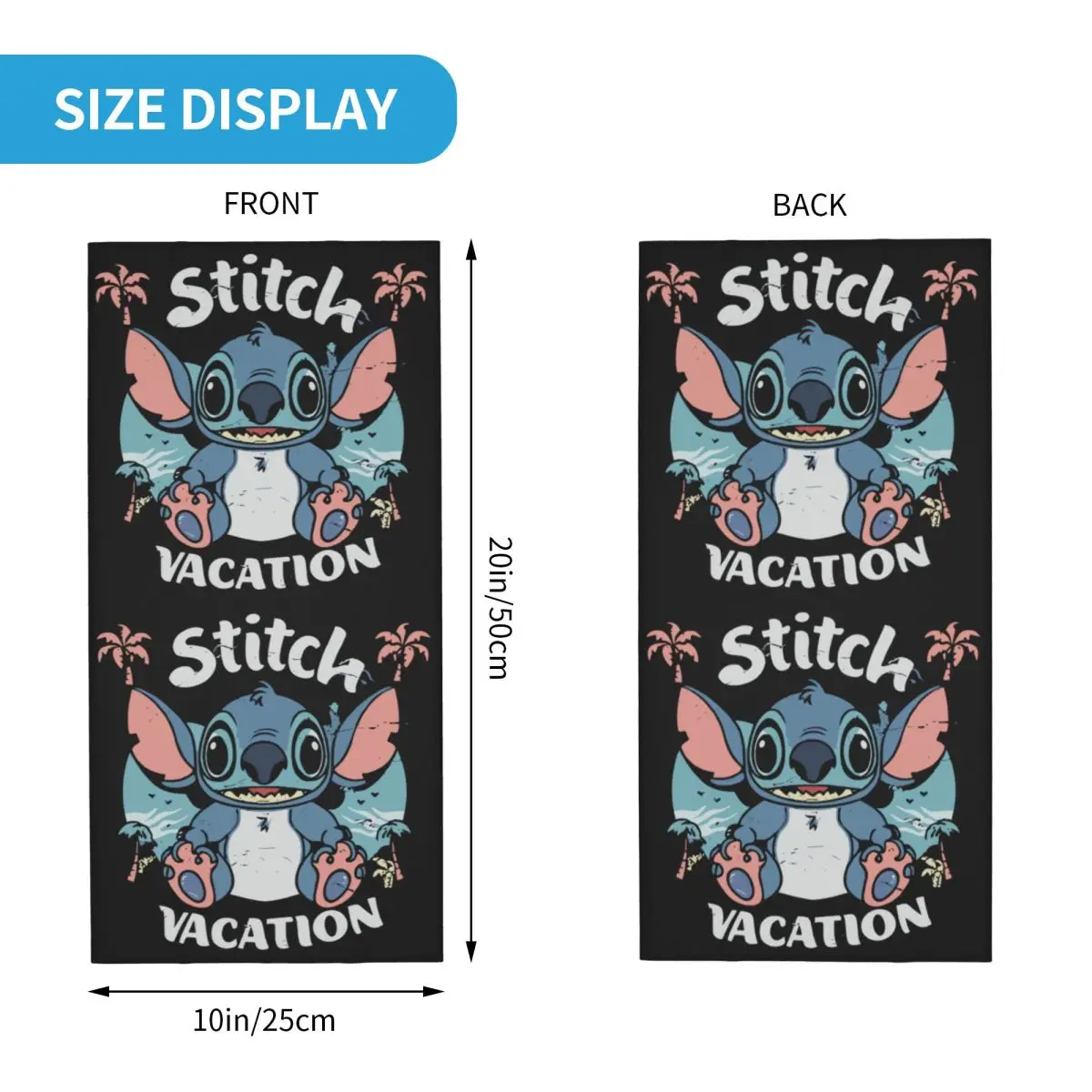 Custom Stitch On Vacation Neck Gaiter Women Men UV Face Shield Winter Disney Bandana Scarf for Cycling