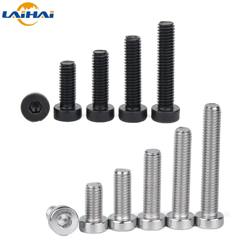 

3-50PCS M3 m4 m5 m6 m8 m10 DIN7984 Stainless Steel and steel with black hexagon hex socket thin short low cap head screw