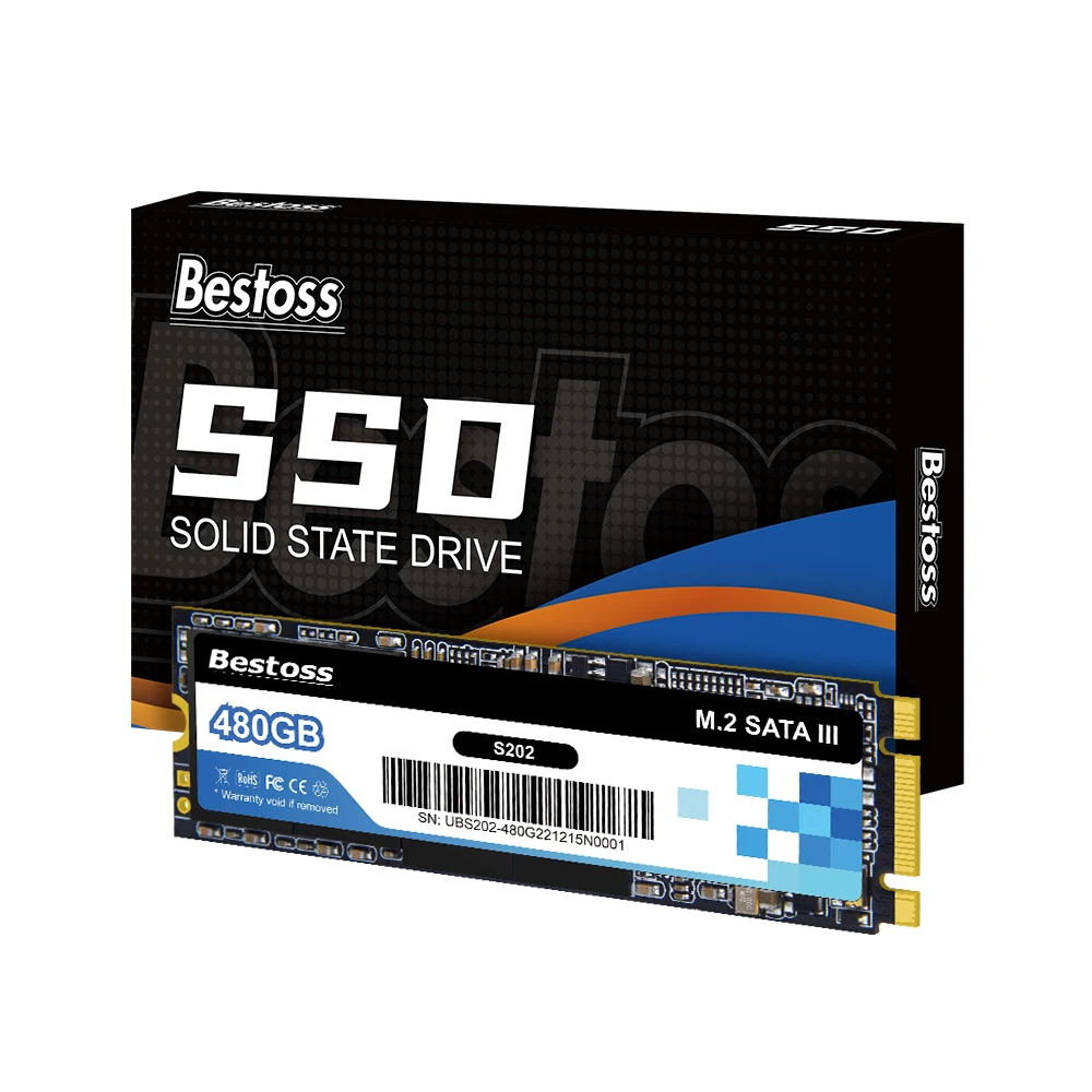 

Bestoss M.2 SATA III SSD 2280 128 ГБ 256 ГБ 512 ГБ 1 ТБ Внутренний твердотельный жесткий диск M2 SSD для ноутбуков, ПК, настольных ПК