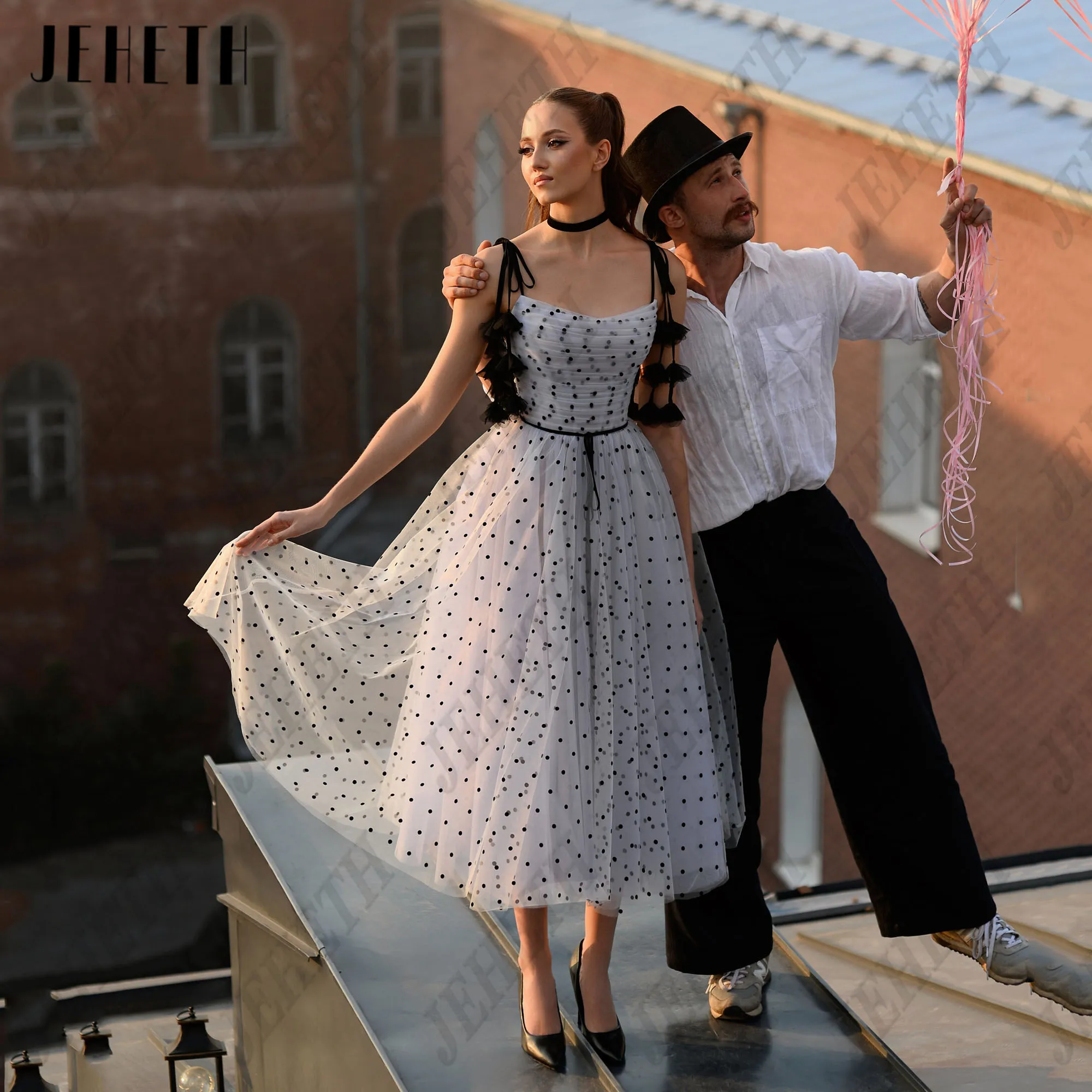 

JEHETH Customized Mini Sleeveless Prom Dress 2025 Polka Dots Corset Elegant Evening Party Gowns A-Line فساتين للمناسبات الخاصة