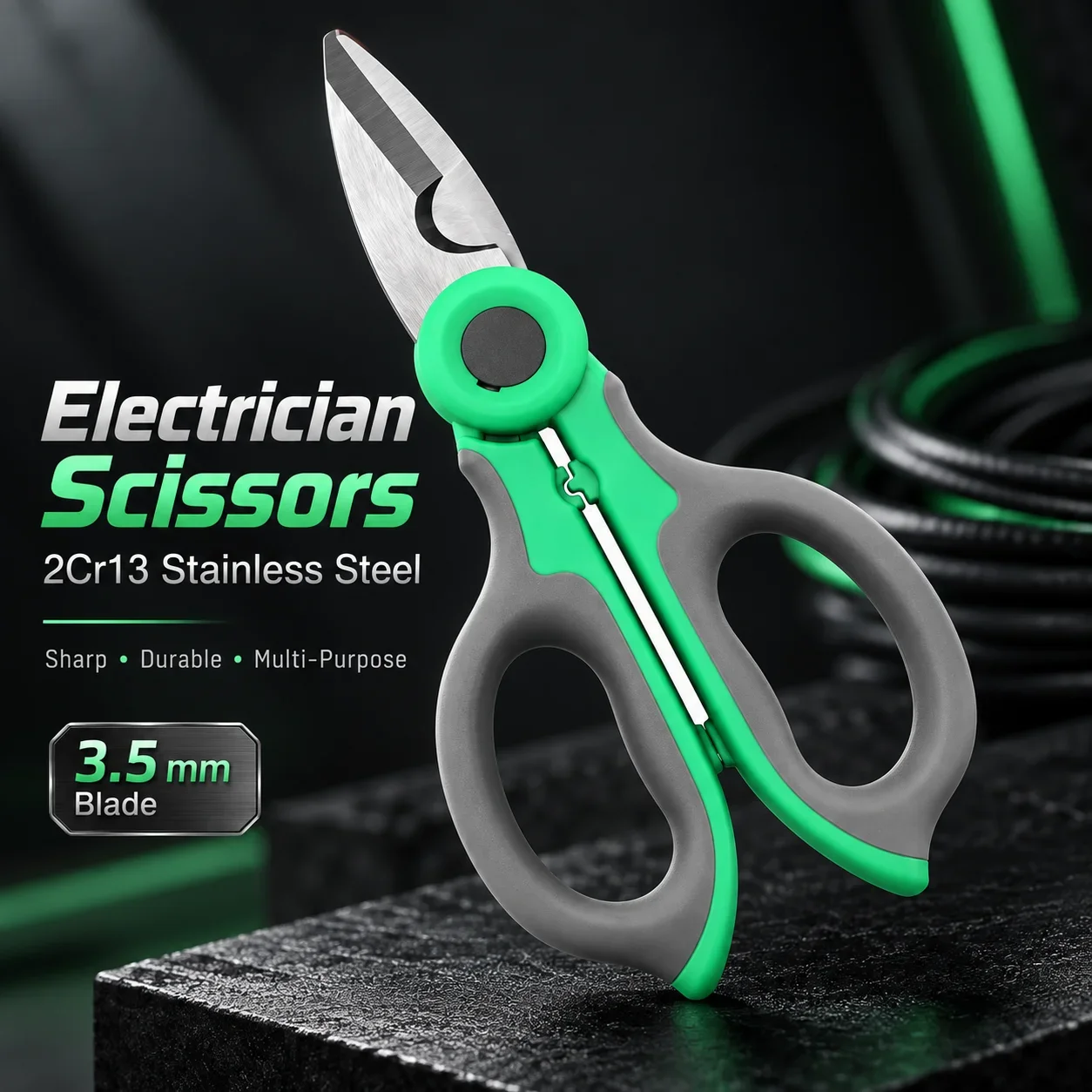 Household Electrician Scissors, Multi-Purpose Wire Cutting Shears, Stainless Steel Electrician Scissors for Home Use