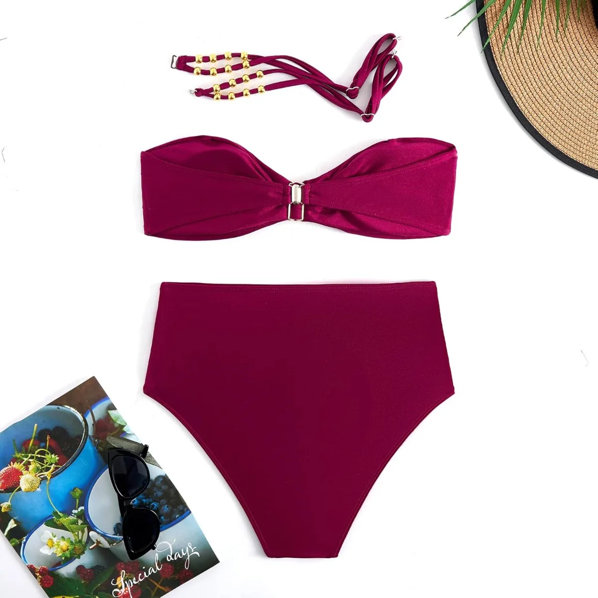 Women's One Piece Swimsuit with Cover up Set Beach Wrap Skirt Retro Bikini Set Two Piece Bathing Suit with Cover up