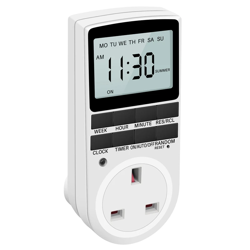 ●Uk Plug Digital Timer Plug Socket, Electrical Programmable Plug In Timer Switch For Light, B