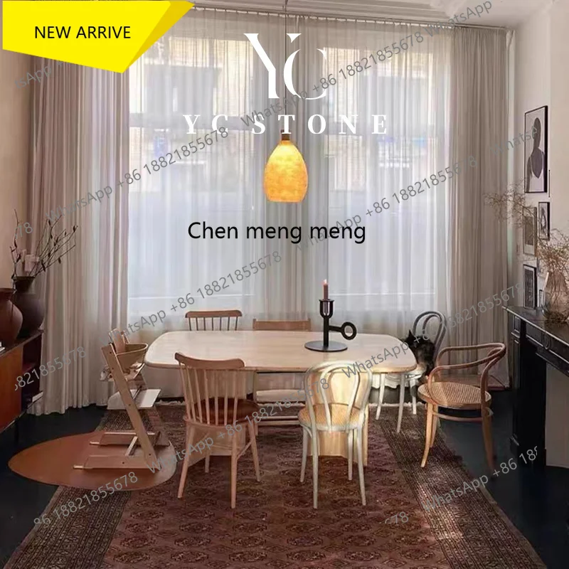 

Q178 Кремовый ветер, натуральный травертин, обеденный стол, светлый, роскошный, высококачественный, креативный дизайн, мраморный обеденный стол