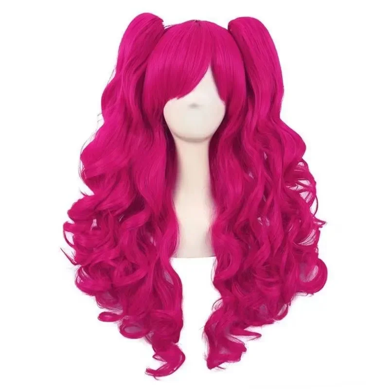 Pony Friends Pinkie Pie Cosplay Wig Double Ponytail Synthetic Long Curly Wig Cute Girl The Pony Cartoon Anime Coser Wig Daily