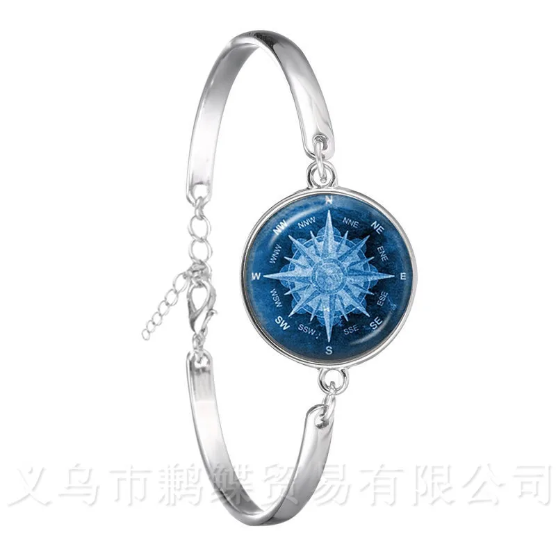 

Nautical Compass Bracelet Fashion Vintage Silver Plated Bangle For Boyfriend Gift Keepsake Gifts Accessories Jewelry