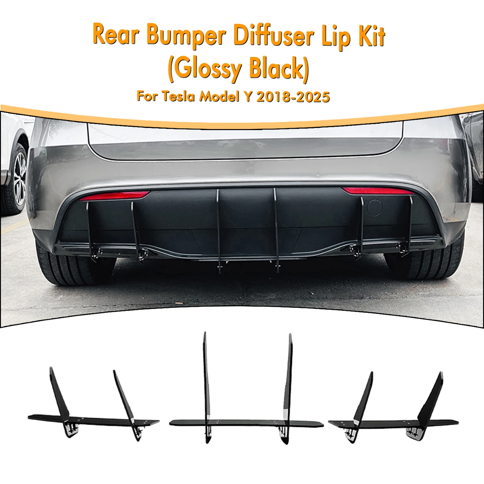 

For Tesla Model Y 2018-2025 Rear Lip Boot Spoiler Bracket Splitter