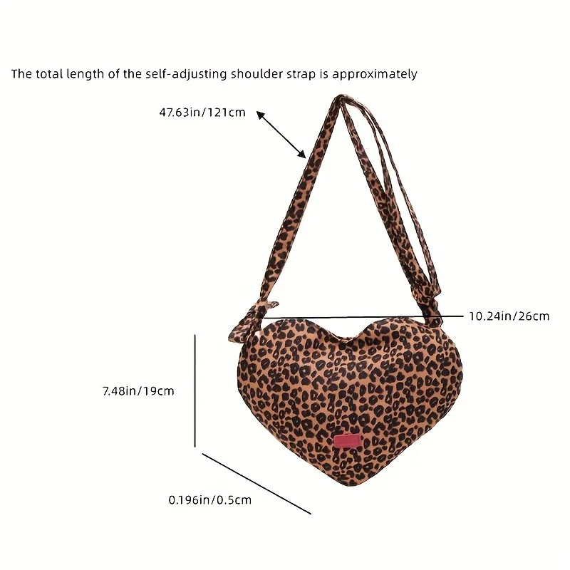 Leopard print heart-shaped crossbody bag, a casual daily small backpack, 2026 new style fashion commuter bag - view 6