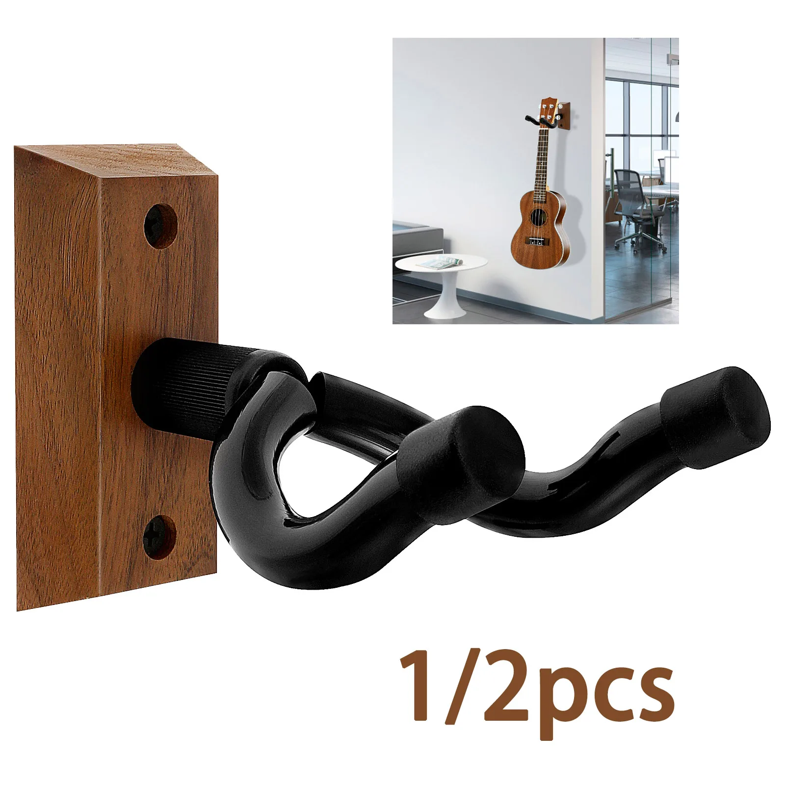 1/2 Stuks Houten Gitaar Hanger Muur Hanger U-vormige Gitaar Muur Hanger Mount Antislip Gitaar hanger Voor Akoestische Elektrische Gitaar
