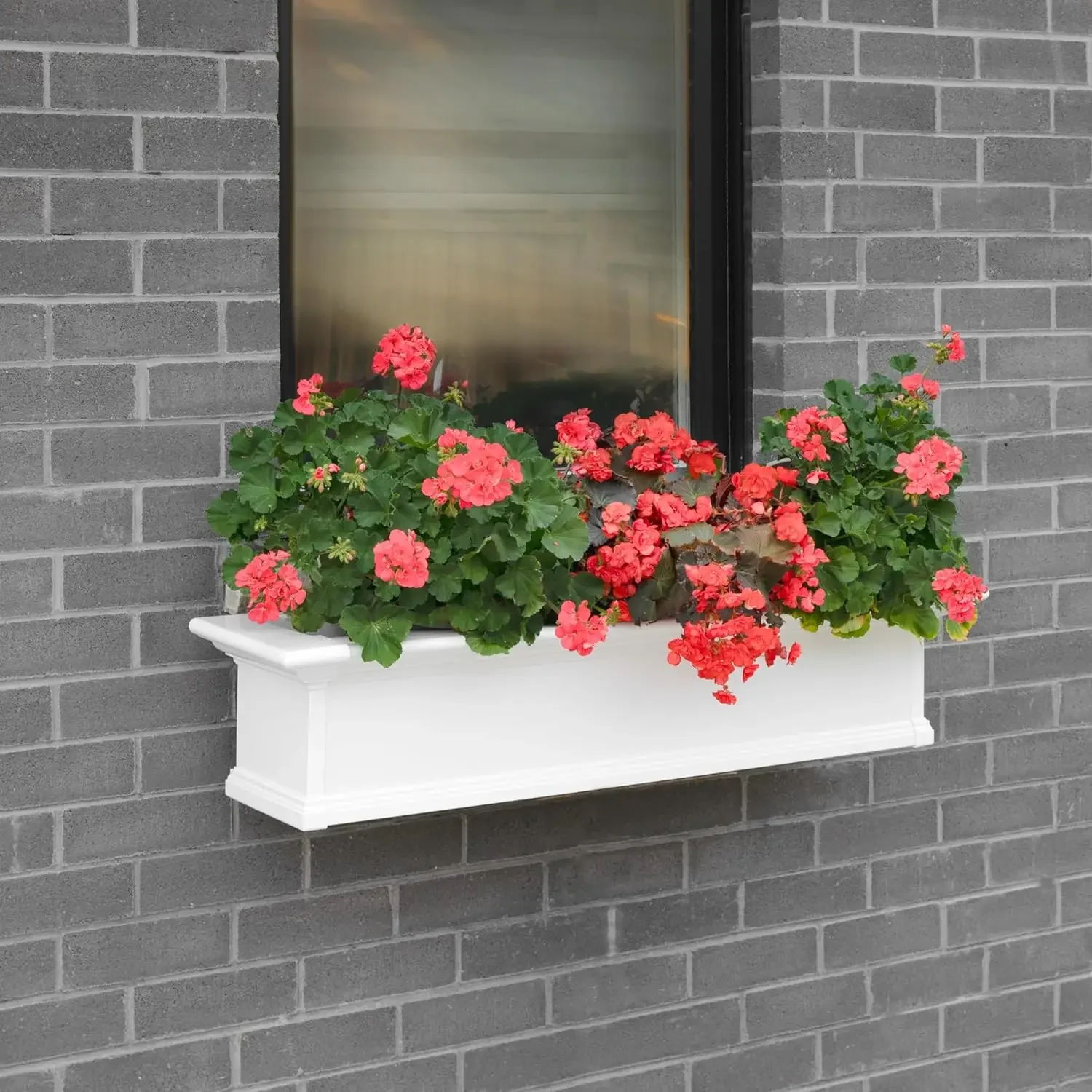 White - 48in L x 12in W x 10in H - Polyethylene Planter - Yorkshire 4ft Window Box
