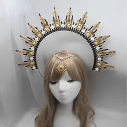 DIY Kit Maternity Photo Props Shoot Queen Crown Sun Halo Starburst Goddess Halo Headpiece Headband Celestial Jewelry