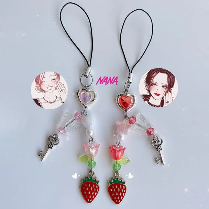 Handmade Nana hachi matching Phone Charms anime strawberry keychain aesthetic