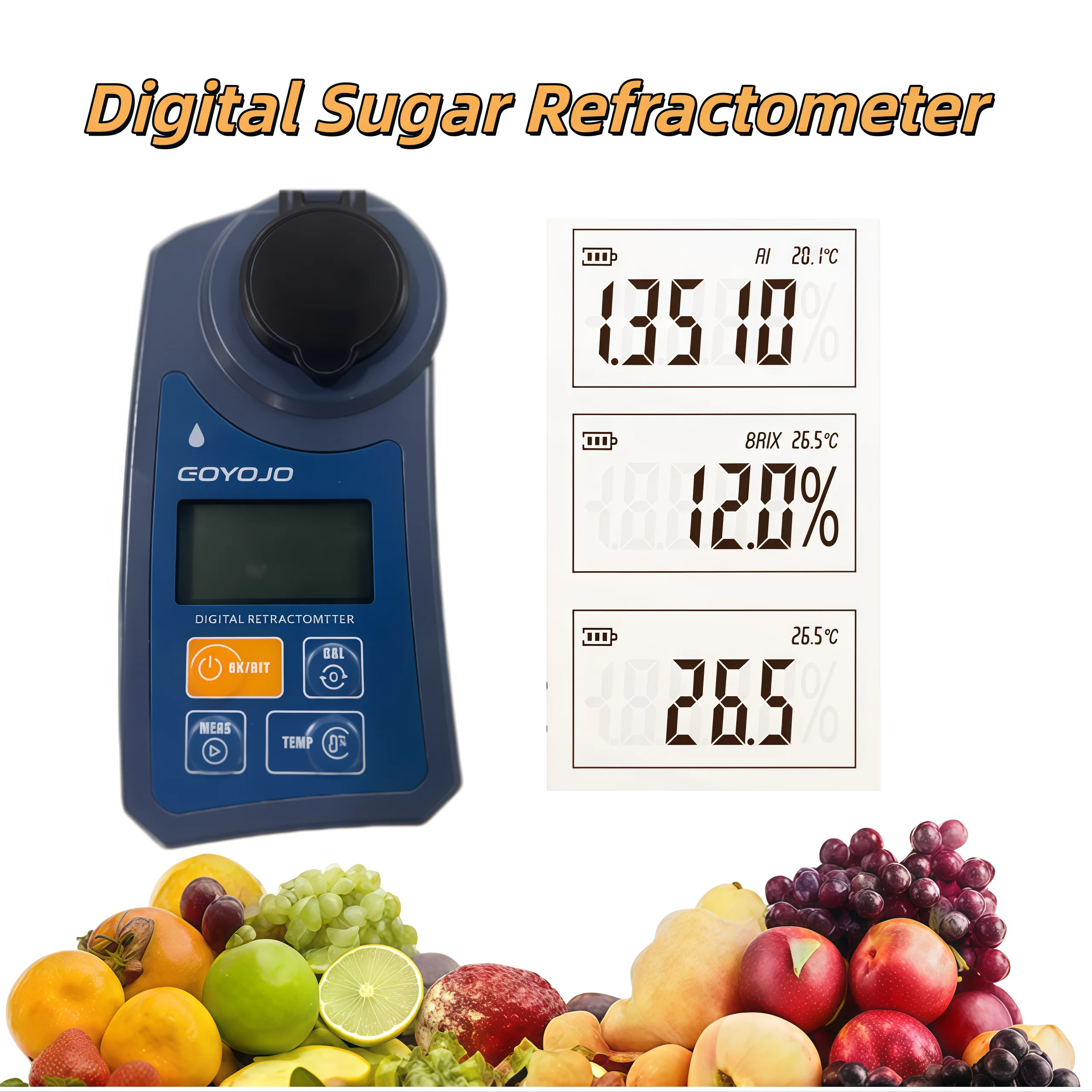 

Цифровой рефрактометр для измерения Brix 0-55% с высокой точностью, тестер содержания сахара для фруктов, меда, напитков, измерения сладости