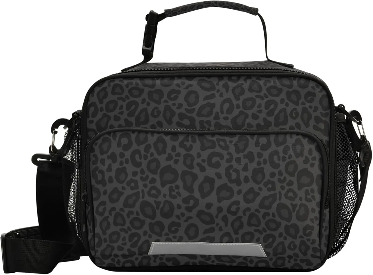 

Cheetah Black Lunch Bag with Shoulder Strap for Kids Boys Girls Teens Leopard Lunch Box Woman Tote Bags Water-resistant
