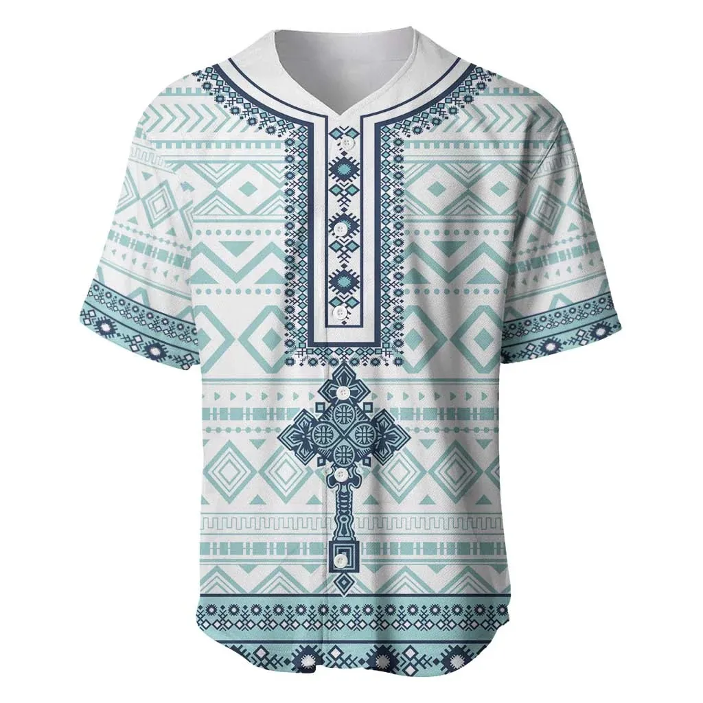 

Premium Summer Beach Vacation Top — African Tribal & Ethnic Print, Eritrean Warrior Motif, Smooth Satin Baseball Shirt