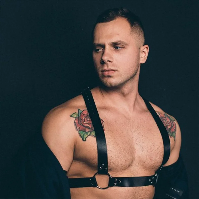 Sexy Cosplay Tops Straps for Sexual Man BDSM Harness PU Leather Fetish Gay Lingerie Erotic Body Cage Chest Sex Costumes Clubwear