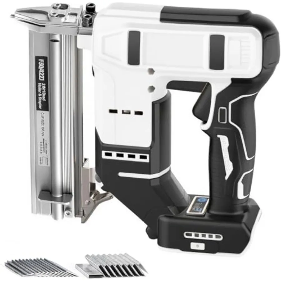 

Аккумуляторный гвоздезабиватель 2-в-1 (без батареи) для гвоздей 18 калибра, совместимый с аккумулятором DeWalt 20В, электрический гвоздезабиватель/степлер с усилием 1000 Н·м