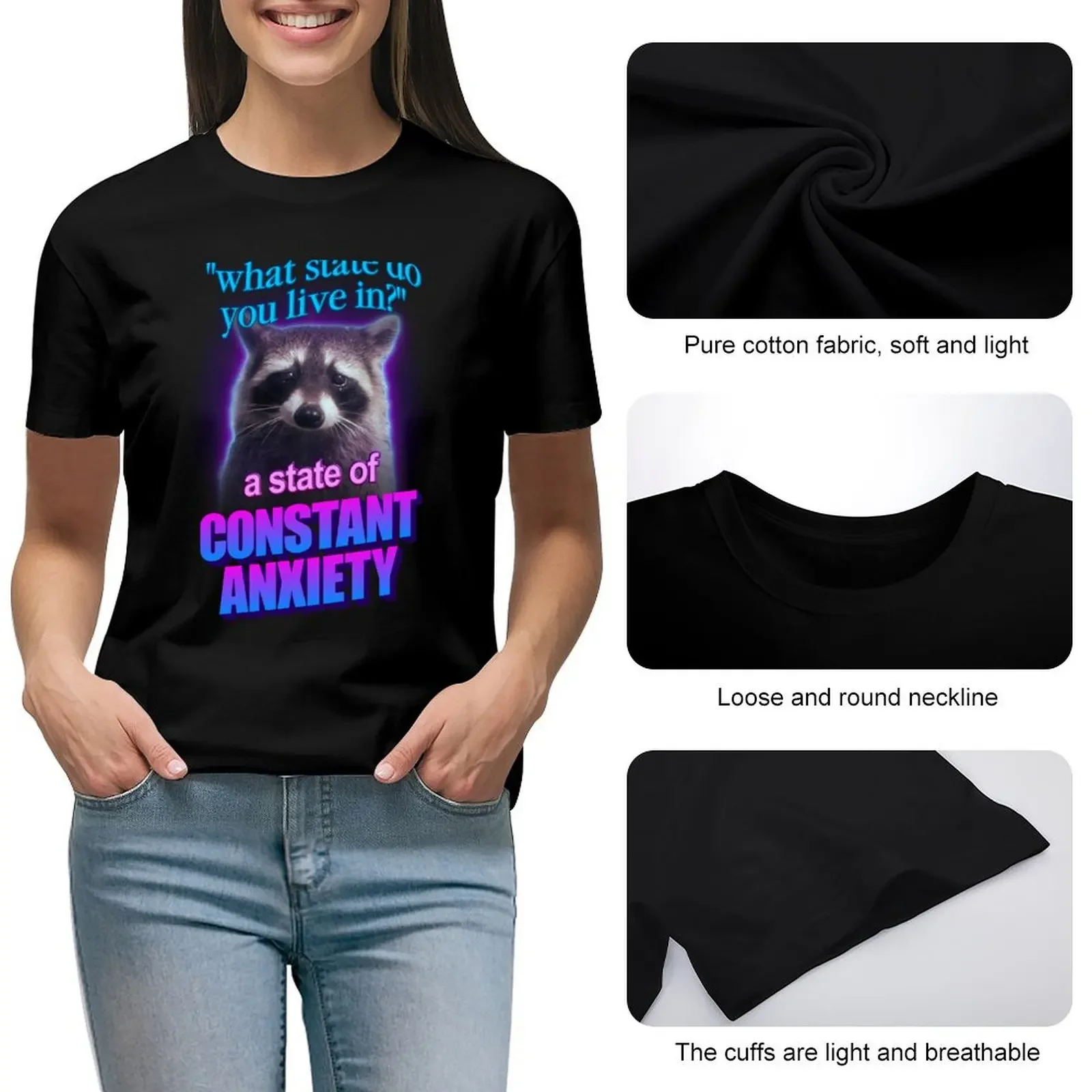 Ciò che stato ti vive in? un stato di ansia costante procione parola arte T-shirt anime top vestiti anime vestiti da donna coreani