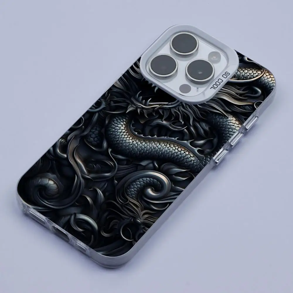 

Black Dragon Mobile Cell Phone Case for iPhone 17 16 15 14 13 12 11 X XR XS 8 7 Air Pro Max Plus White Translucent Cover