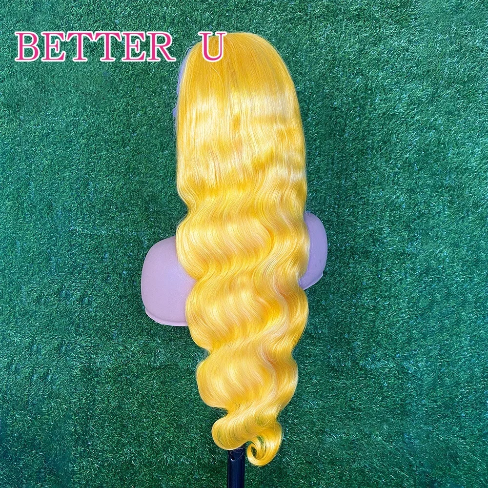 أصفر مستقيم 13x6 الدانتيل الجبهة خصلات الشعر المستعار الإنسان قبل قطعها البرازيلي الشعر البشري شقراء ملونة 13x4 الدانتيل الباروكة الأمامية للنساء #5