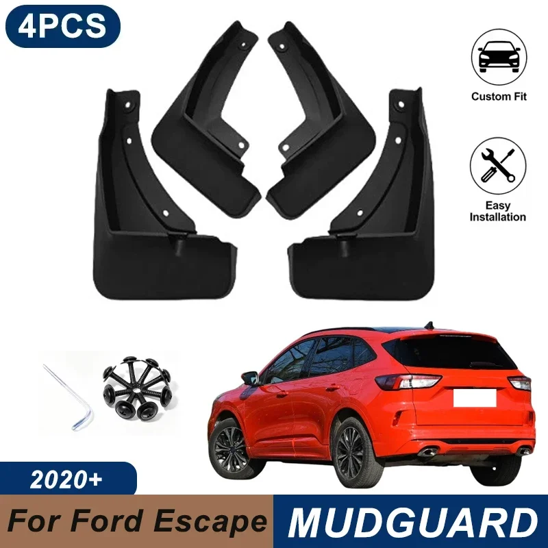 4PCS Car Mud Flaps For Ford Escape ST-Line SUV 2020+ Waterproof Anti-Splash Fender Mudguards Auto Exterior Accessories