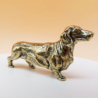 Retro Copper Dachshund Statue Vintage Brass Figurines Home Decote Desktop Ornament Cute Miniatures Antique Tea Pet Crafts Gifts