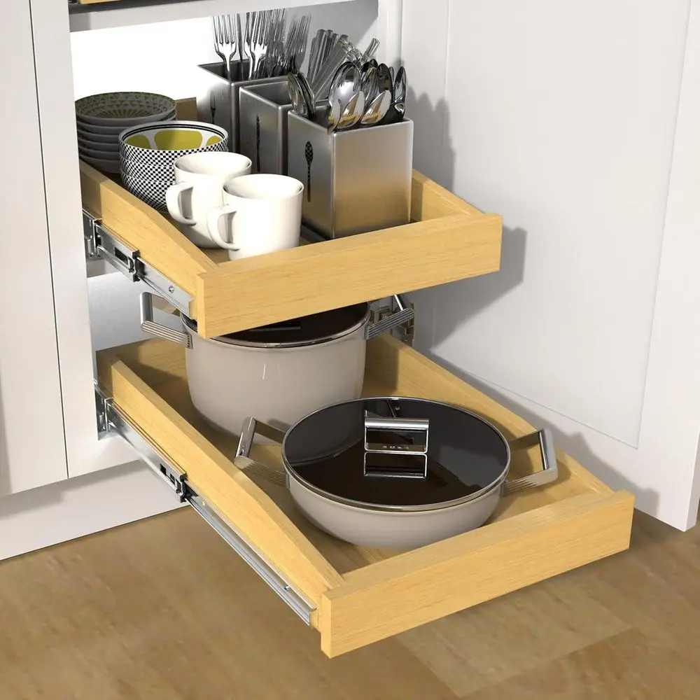 أدراج قابلة للسحب شديدة التحمل 26 عرضًا × 21 عمقًا × 3.35 ارتفاع لتنظيم تخزين خزانة المطبخ