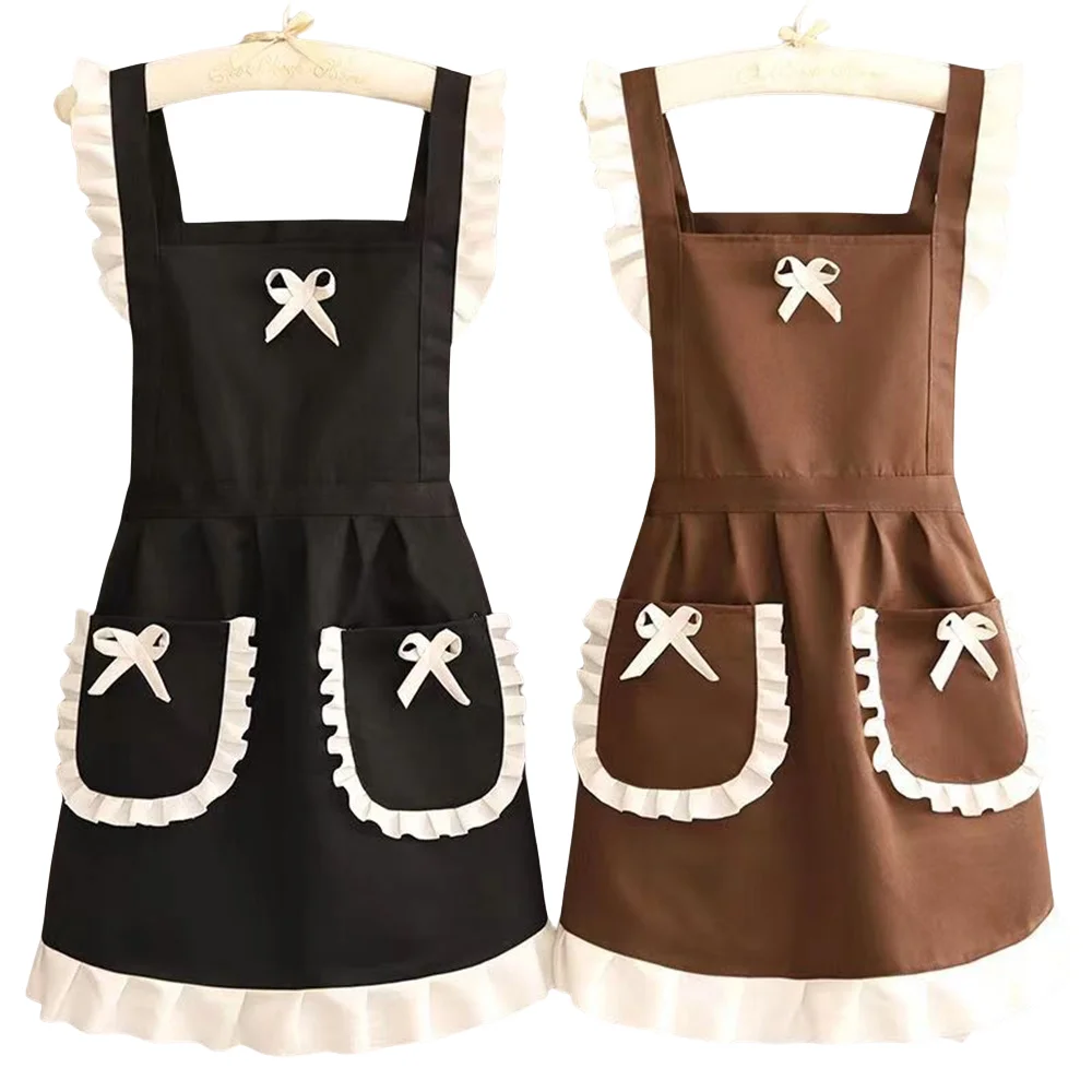 1Pcs Style Apron Female Shop Waiter Kitchen Coffee Overalls Home Cooking Cleaning Cute Sleeveless Apron Kitchen Dress Up